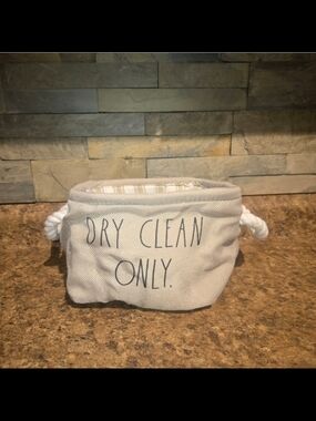 Rae Dunn Small Canvas Bin in Beige with Rope Handles